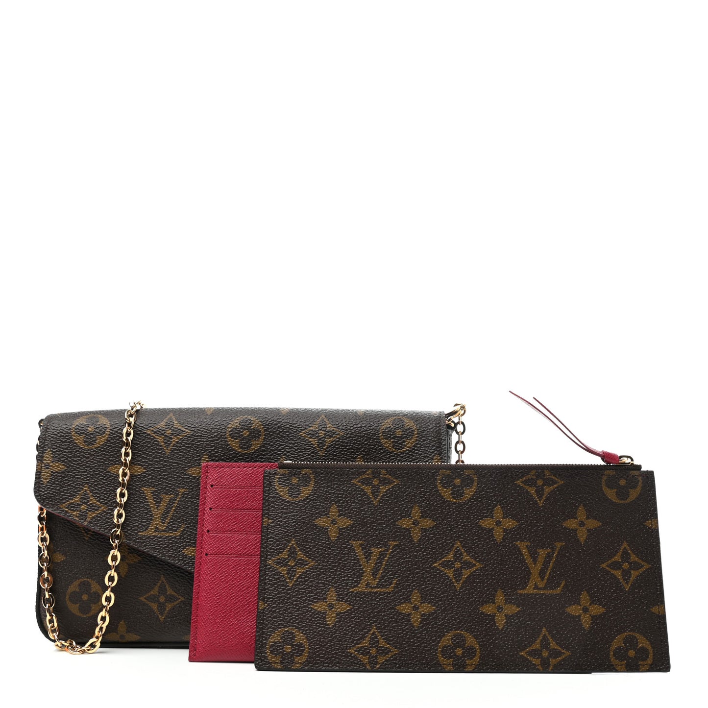 Monogram Pochette Felicie Chain Wallet Fuchsia