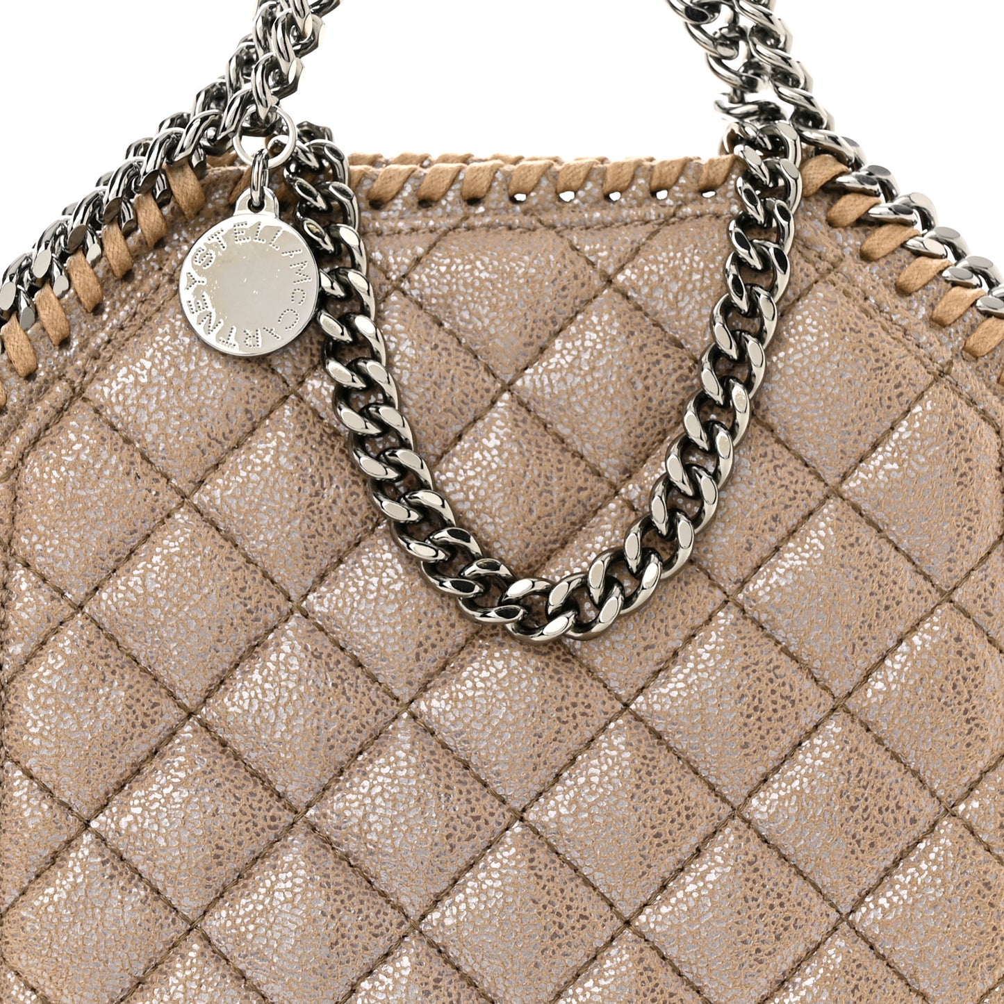 Shaggy Deer Quilted Tiny Falabella Tote Beige