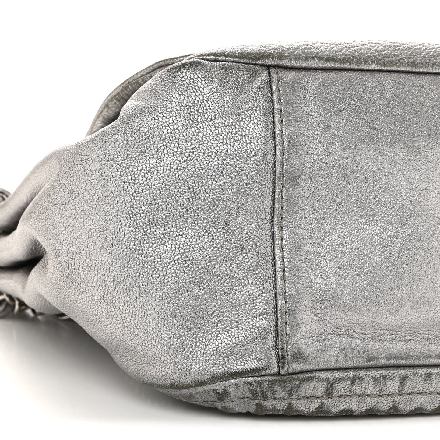 Metallic Deerskin Luxe Ligne Flap  Silver