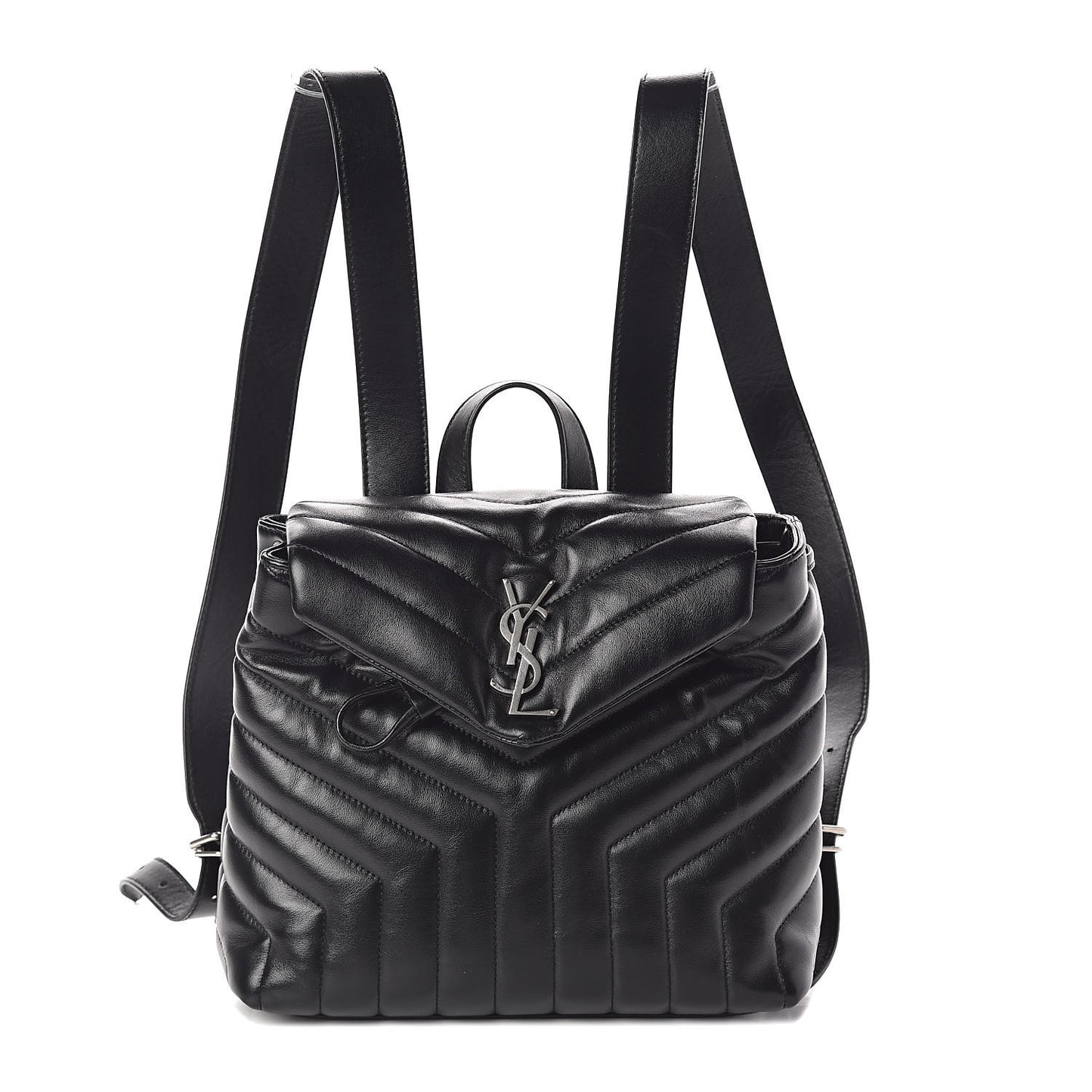 Calfskin Y Quilted Monogram Small Loulou Backpack Black