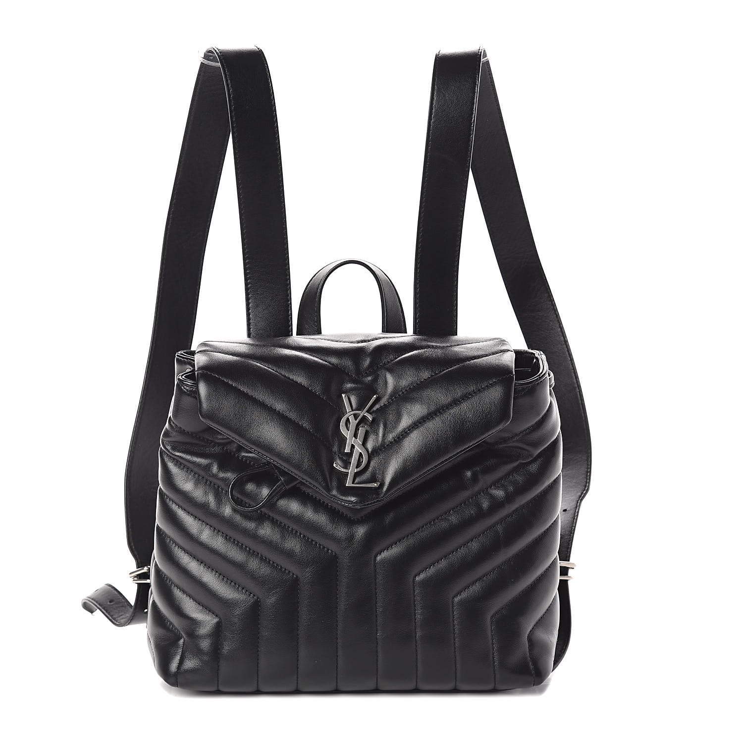 Saint Laurent Calfskin Y Quilted Monogram Small Loulou Backpack Black 1 of 10
