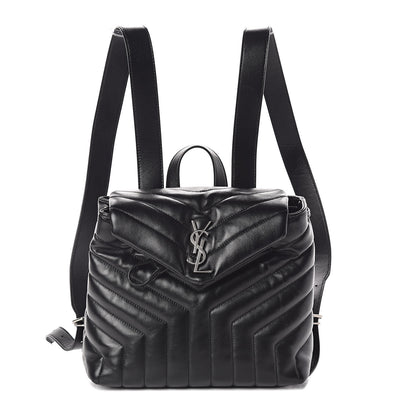 Saint Laurent Calfskin Y Quilted Monogram Small Loulou Backpack Black 1 of 10