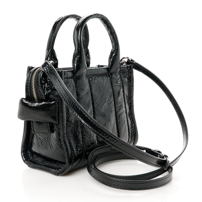 Marc Jacobs Shiny Crinkled Calfskin Mini The Tote Bag Black 3 of 11
