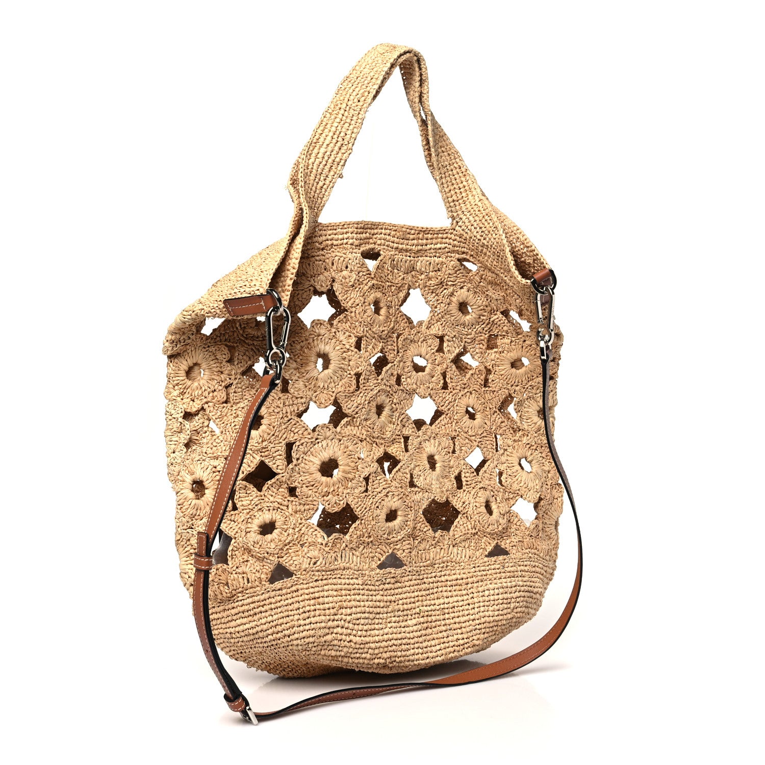 Loewe Raffia Crochet Slit Tote Bag Natural Tan 3 of 10