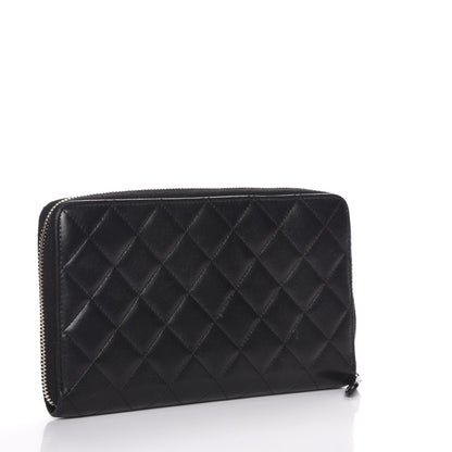 Chanel Lambskin Quilted Large Zip Around Organizer Wallet Black 3 of 8