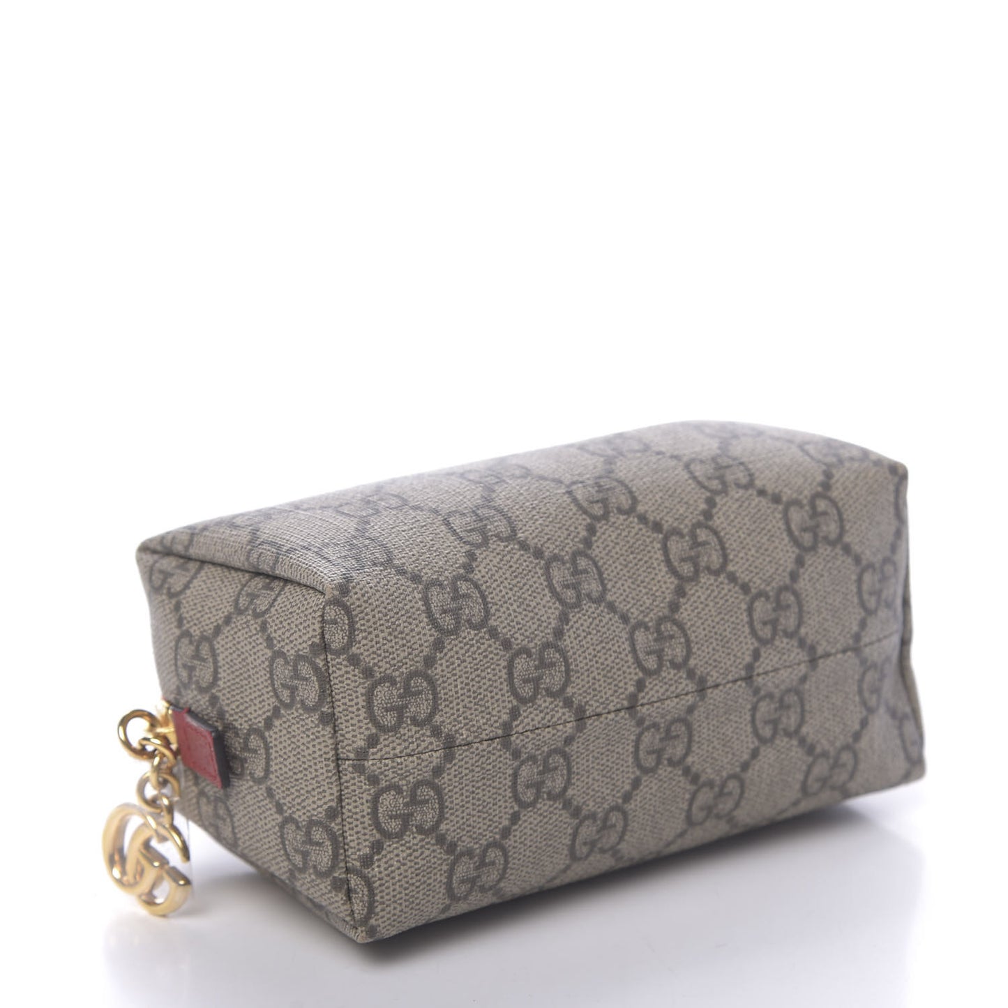 Soft GG Supreme Monogram Calfskin Small Ophidia Cosmetic Case Beige Ebony Hibiscus Red