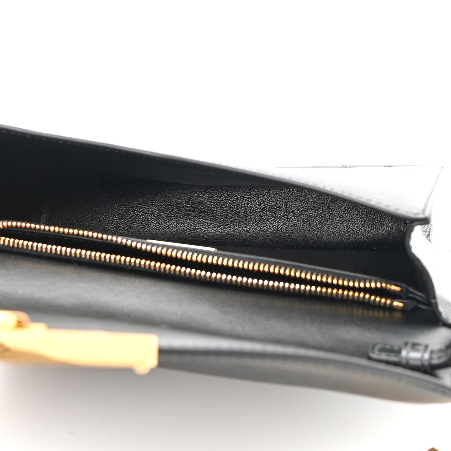 Saffiano Lux Metal Triangle Logo Mini Envelope Chain Shoulder Bag Black