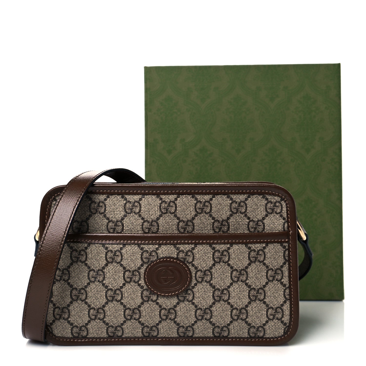 Gucci GG Supreme Monogram Azalea Calfskin Mini Retro Interlocking G Shoulder Bag Beige Ebony Brown Sugar 11 of 11