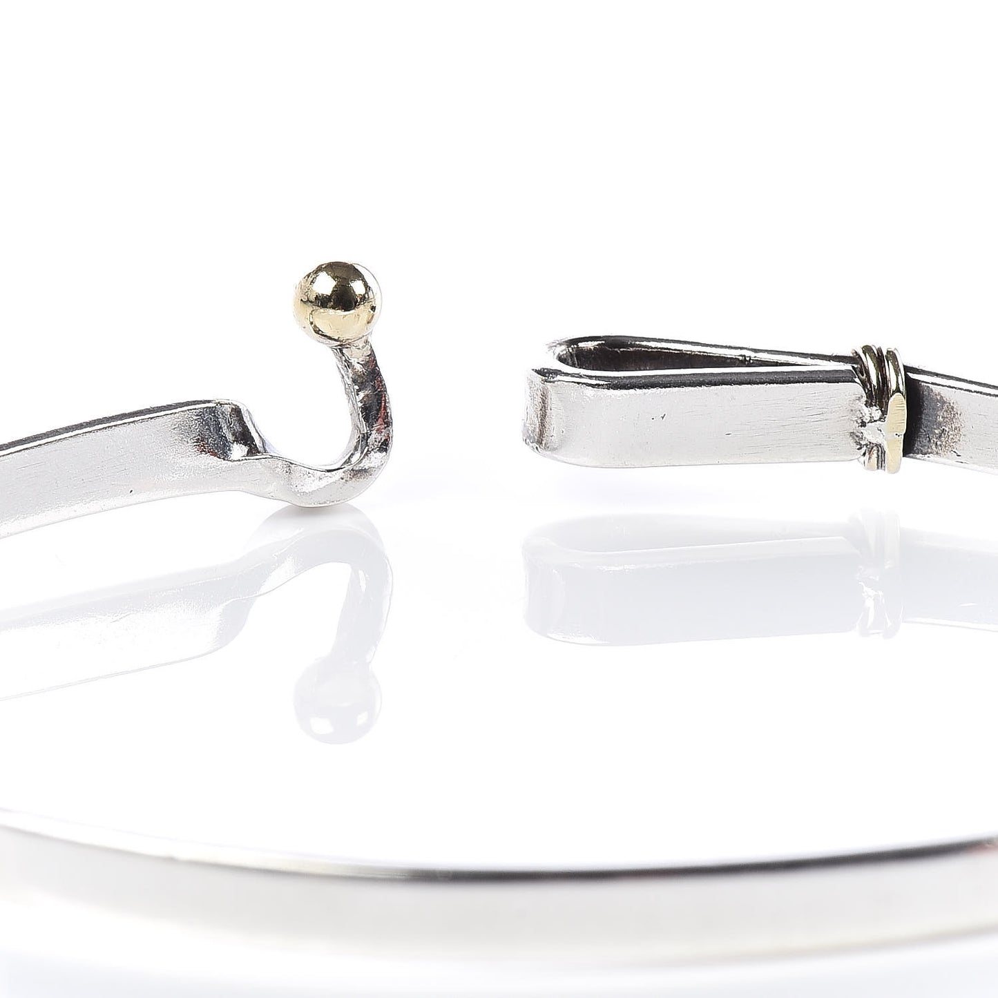 Sterling Silver 18K Yellow Gold Hook Eye Bangle Bracelet