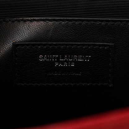 Saint Laurent Grain De Poudre Textured Mixed Matelasse Triquilt Medium Monogram Satchel New Red 6 of 11