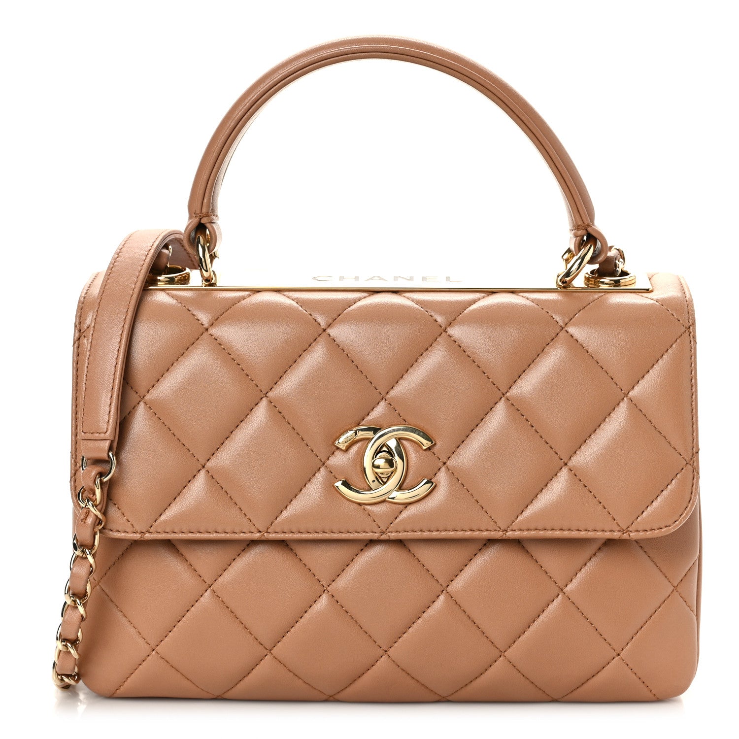 Chanel Lambskin Quilted Small Trendy CC Flap Dual Handle Bag Camel 1 of 9
