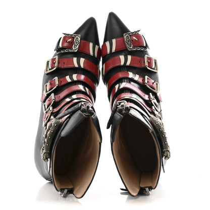 Gucci Calfskin Kingsnake Susan Ankle Boots 37.5 Black Red 2 of 13