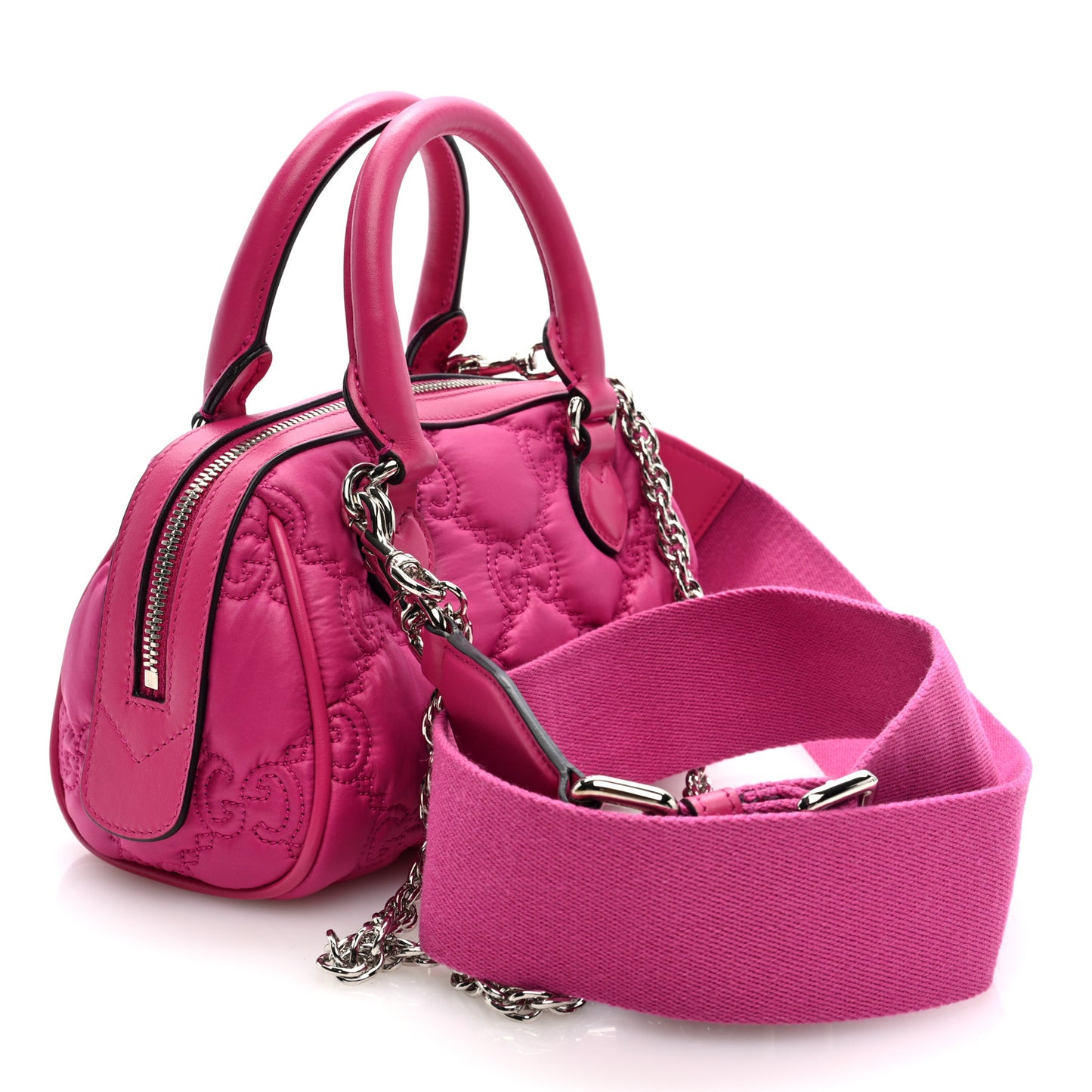 Nylon Calfskin Enamel GG Matelasse Mini Bowler Bag Lovely