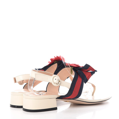 Gucci Lambskin Grosgrain Web Floral Thong Sandals 39 White 4 of 11
