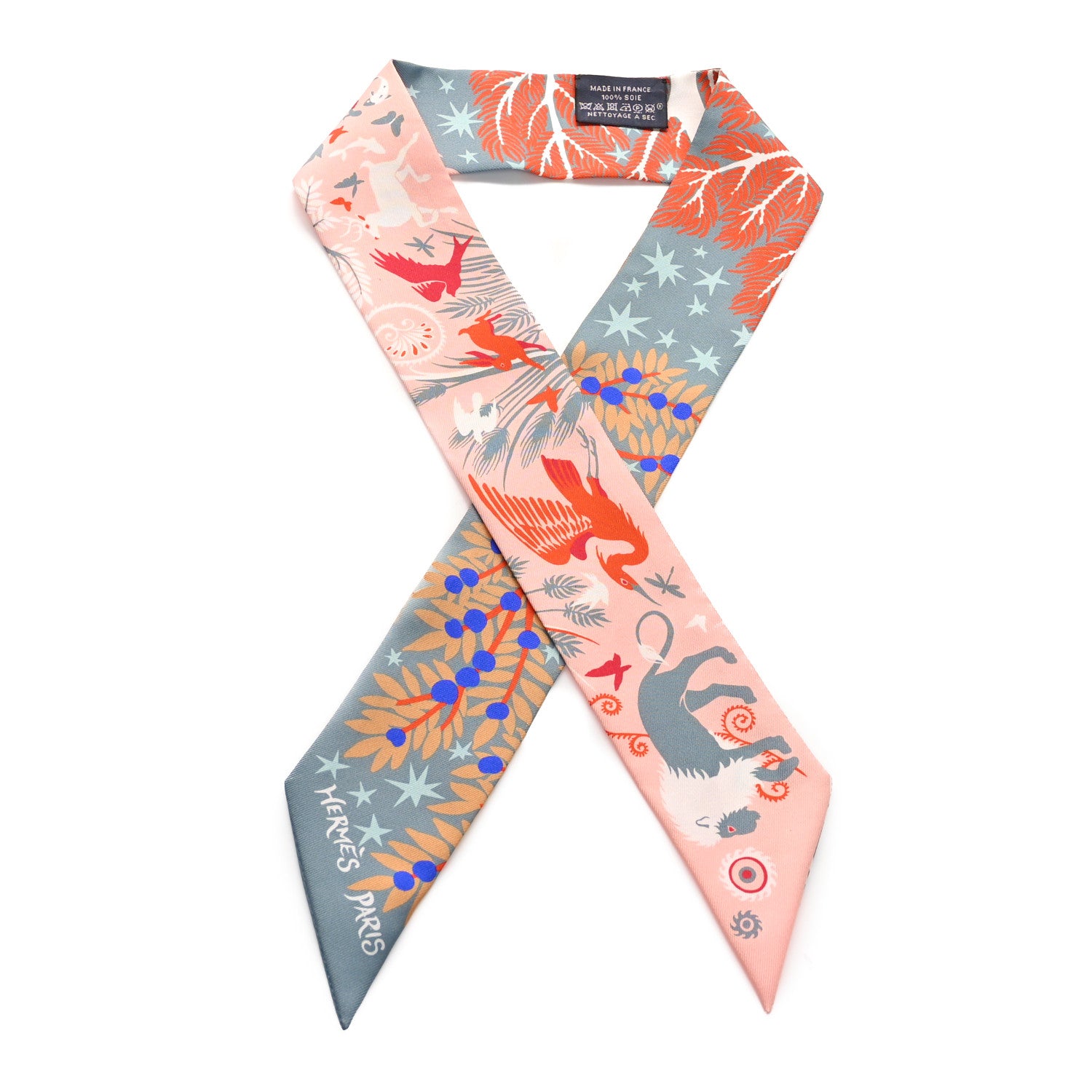 Hermes Silk Le Charme D Orphee Twilly Gris Acier Rose Poudre 1 of 4