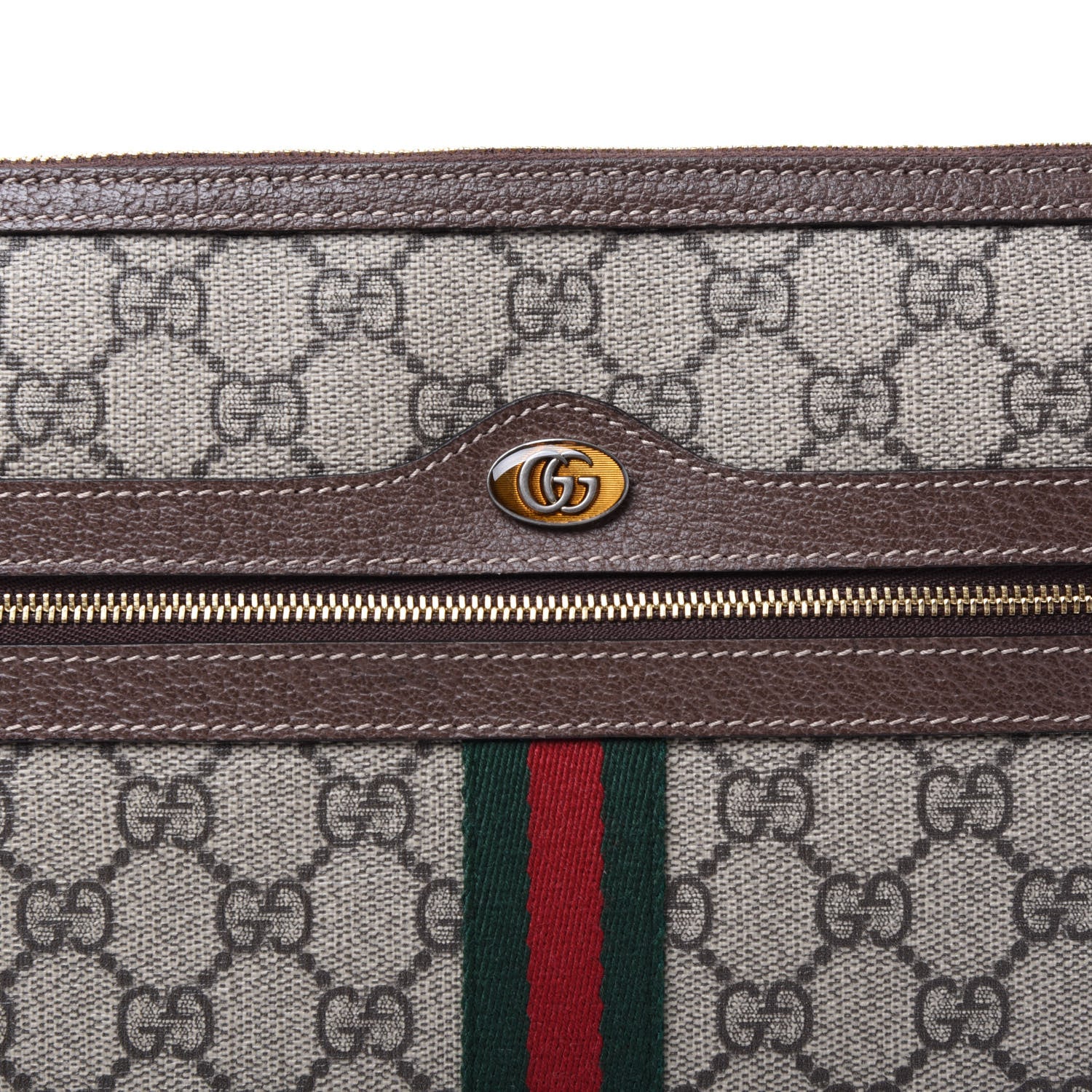 Gucci GG Supreme Monogram Large Ophidia Pouch Clutch Brown 8 of 9
