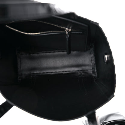 Balenciaga Shiny Calfskin Logo Crocodile Embossed XXS Everyday Tote Black 5 of 8