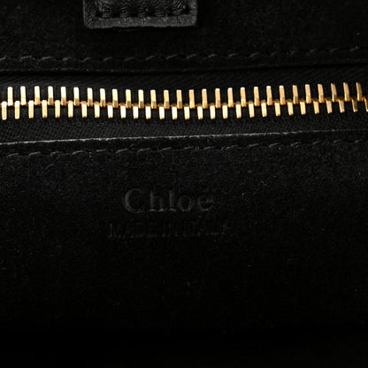 Chloe Shiny Calfskin Croco-Effect Embossed Small Marcie Hobo Bag Black 6 of 10
