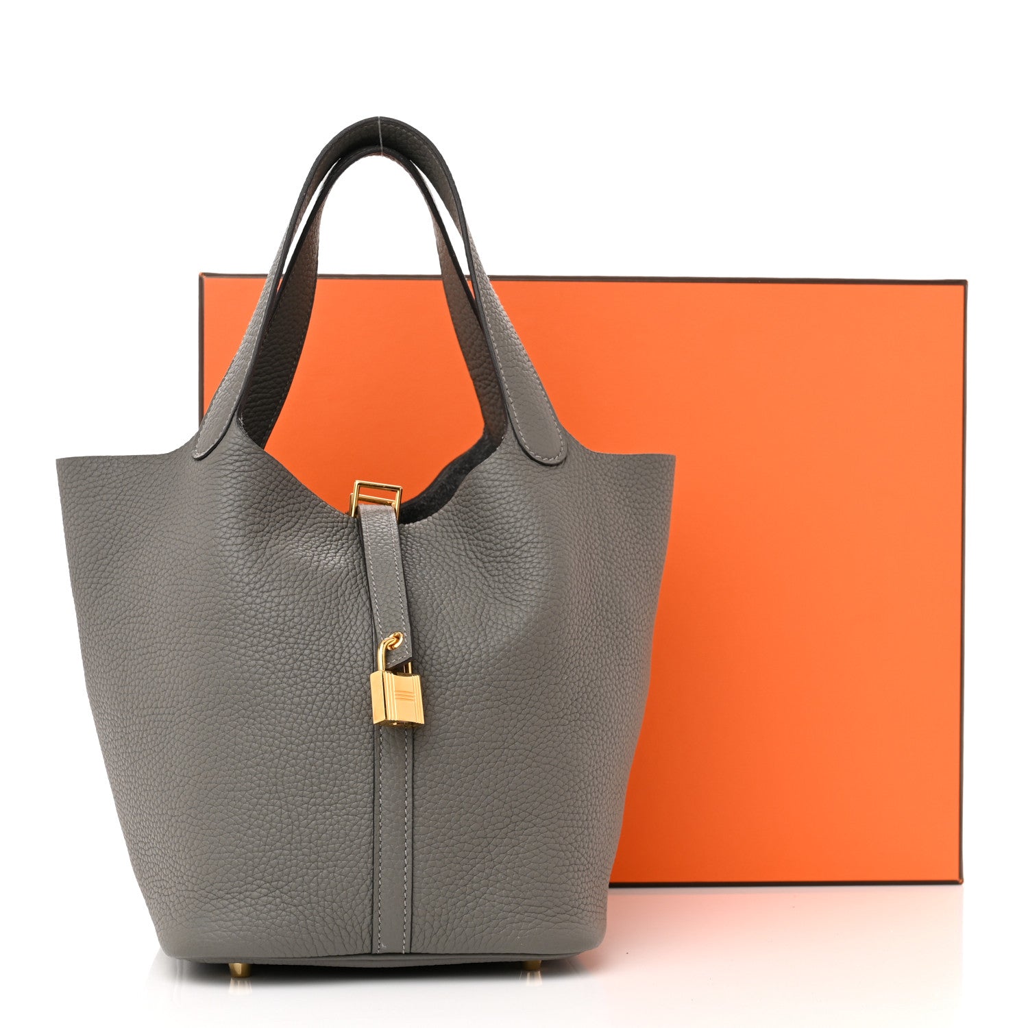 Hermes Taurillon Clemence Picotin Lock 22 MM Gris Meyer 12 of 12