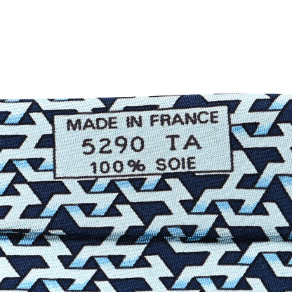 Hermes Silk Printed Mens Neck Tie Bleu 4 of 5