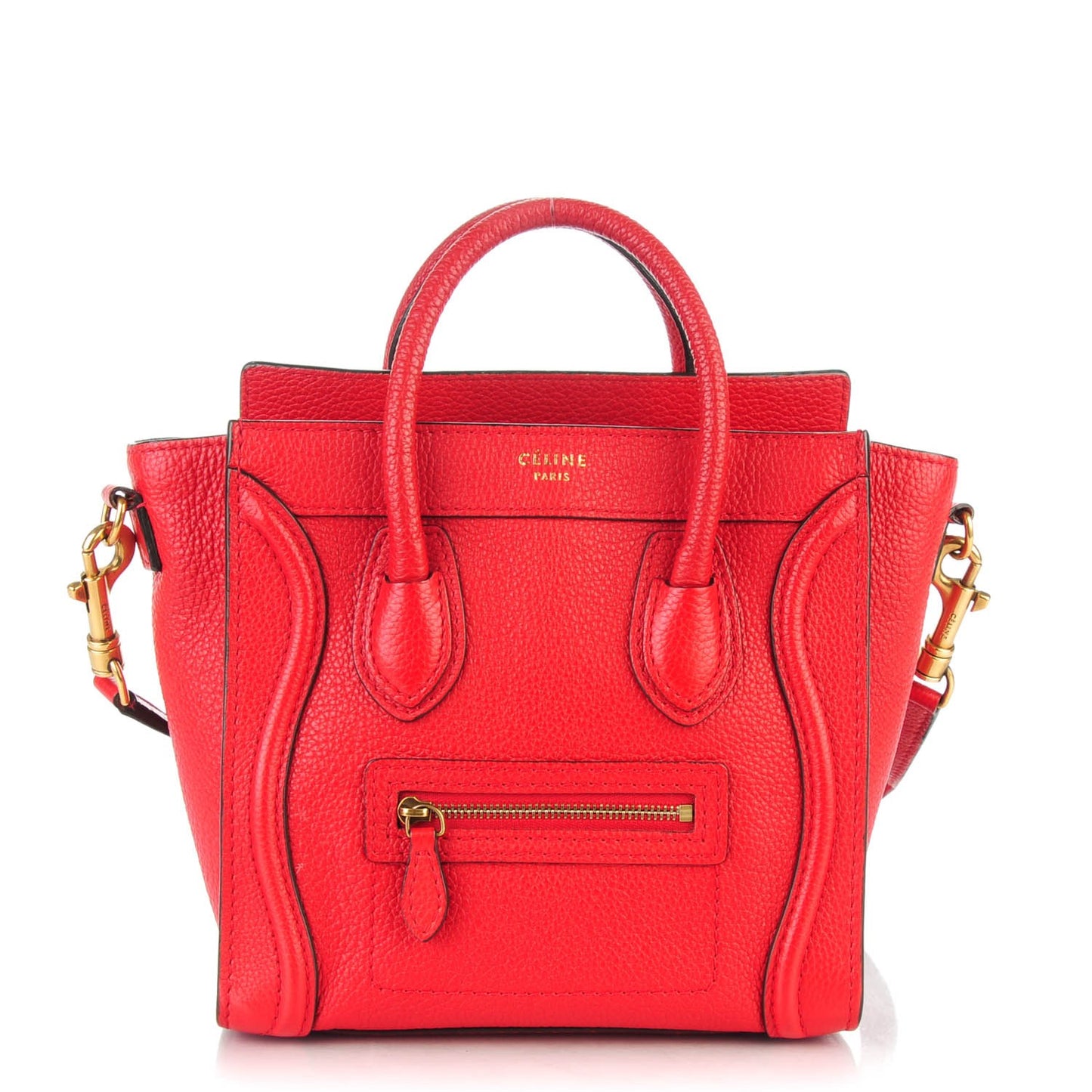 Drummed Calfskin Nano Luggage Coquelicot