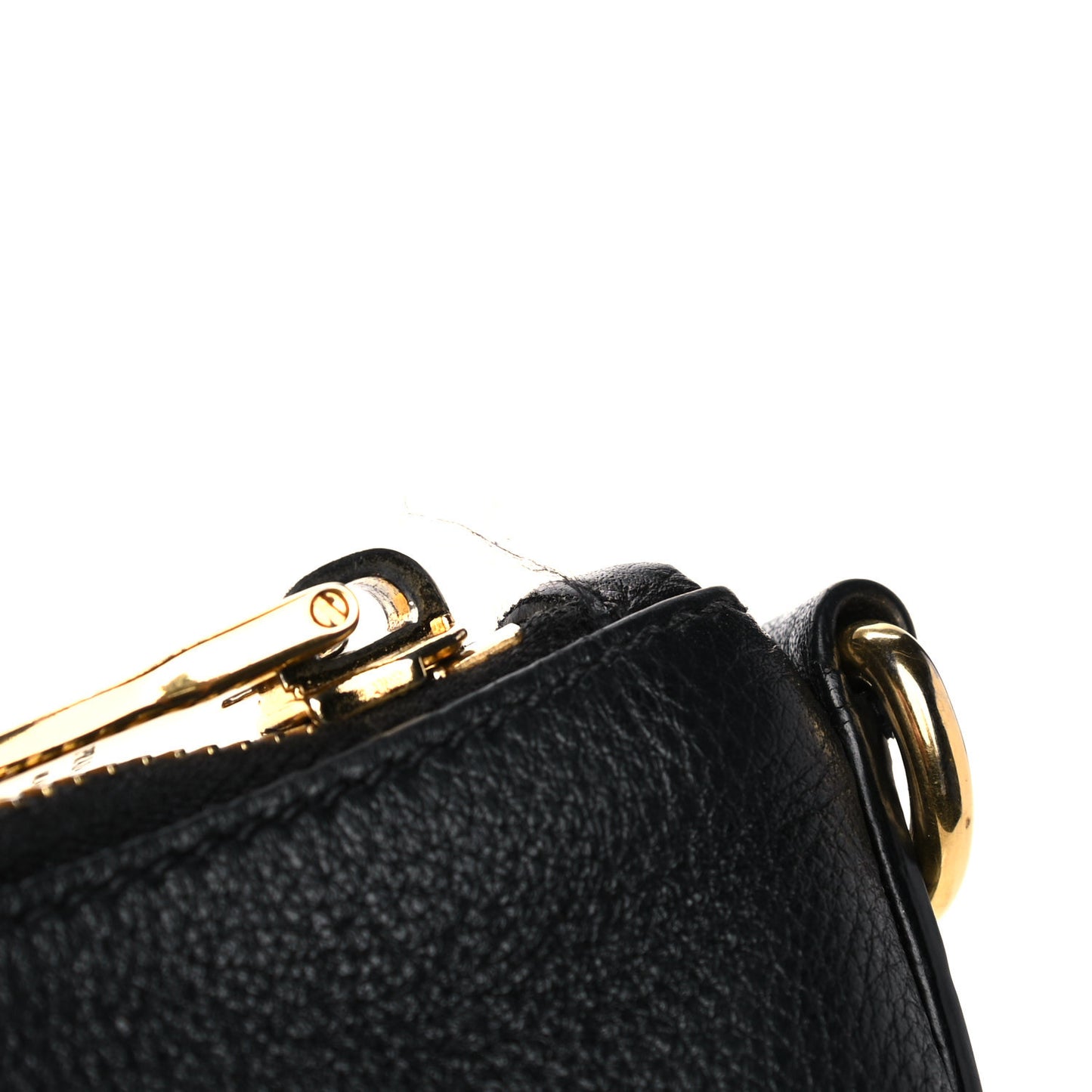 Vitello Daino Zippered Shoulder Bag Black