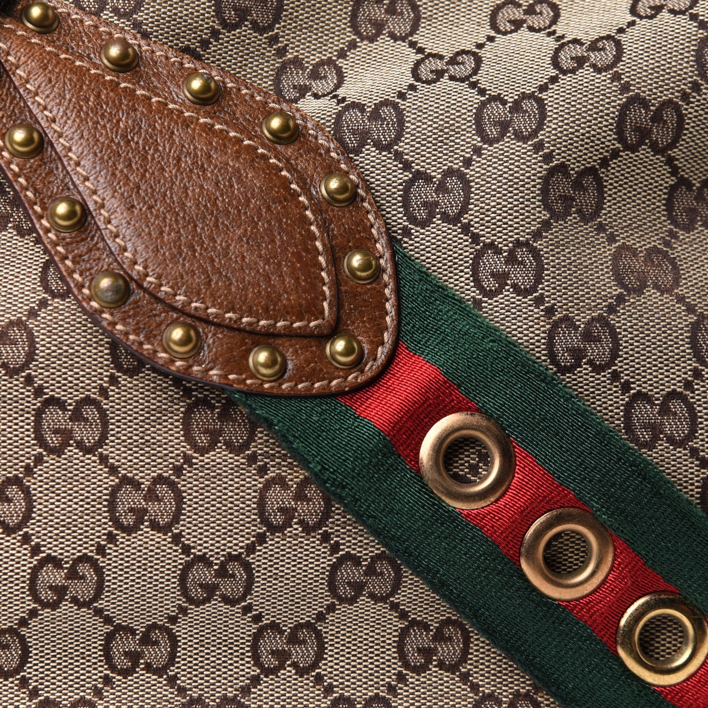 Monogram Pelham Studded Shoulder Bag Brown