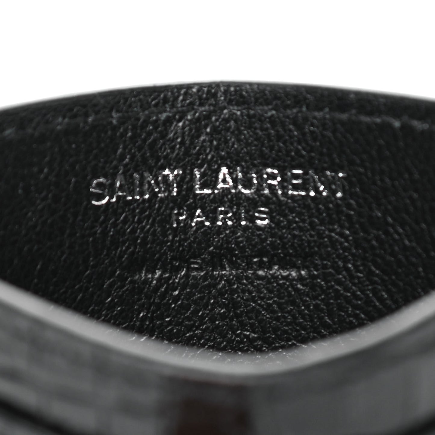 Calfskin Crocodile Embossed Monogram Credit Card Case Black