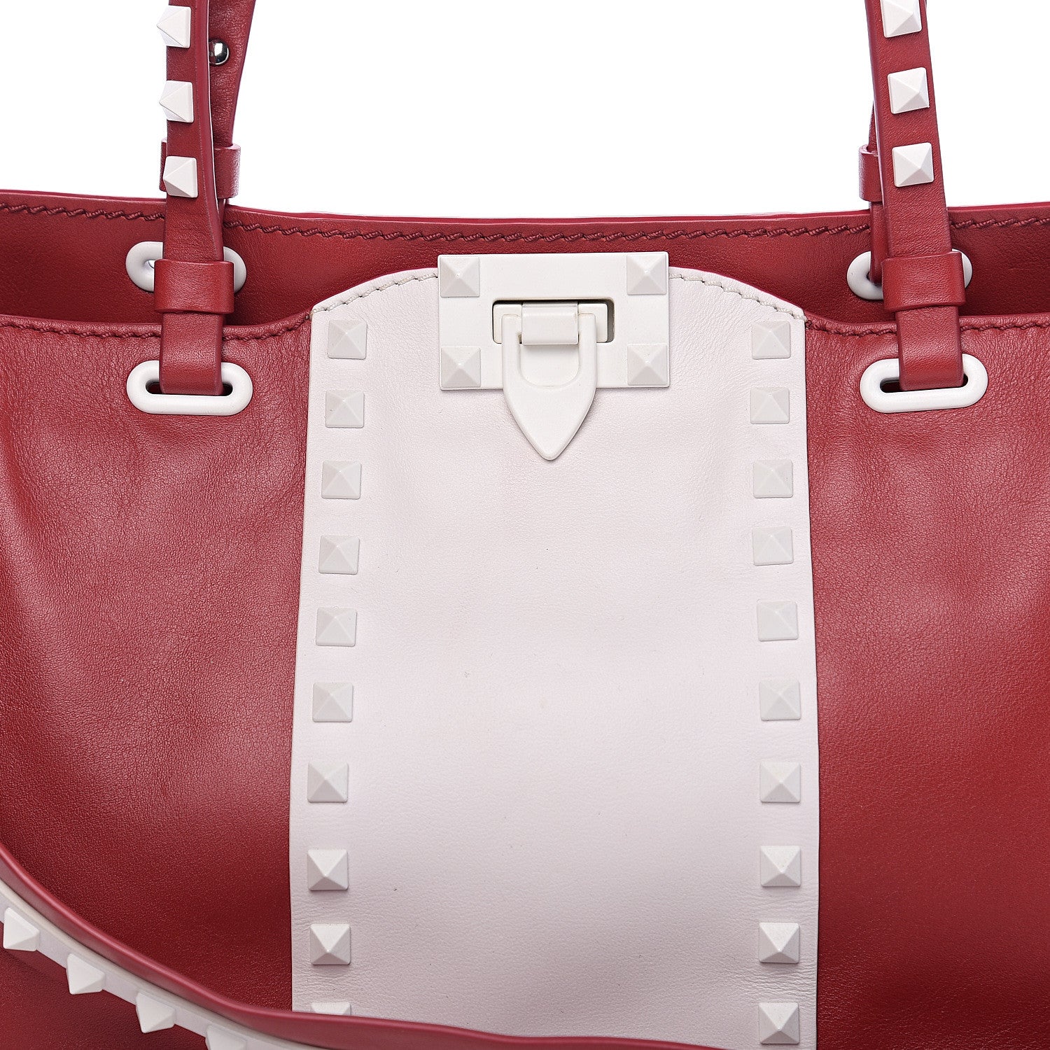 Valentino Garavani Vitello Colorblock Free Rockstud Tote Rosso Valentino White 7 of 9