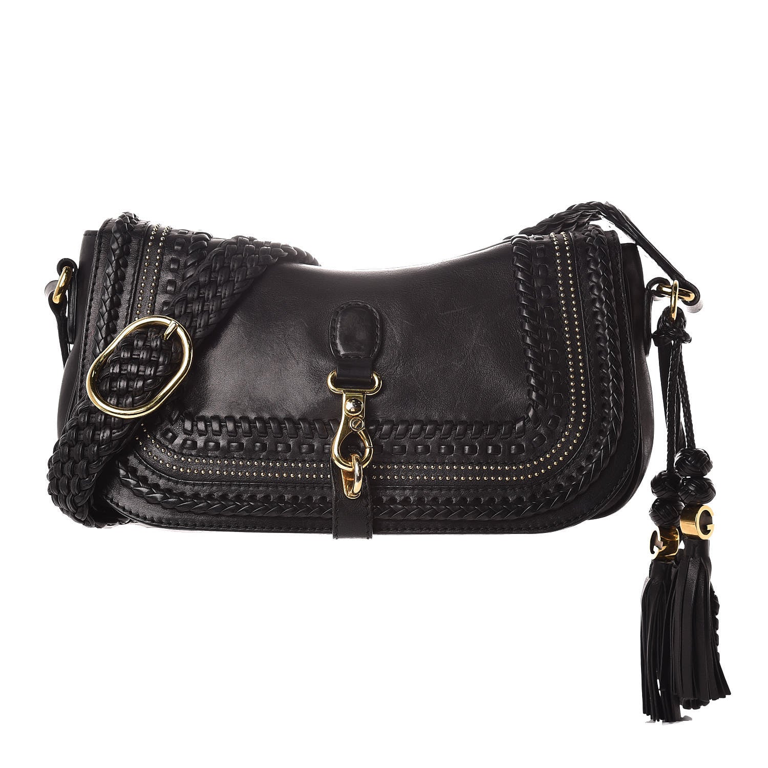 Gucci Calfskin Handmade Medium Flap Shoulder Bag Black 1 of 26