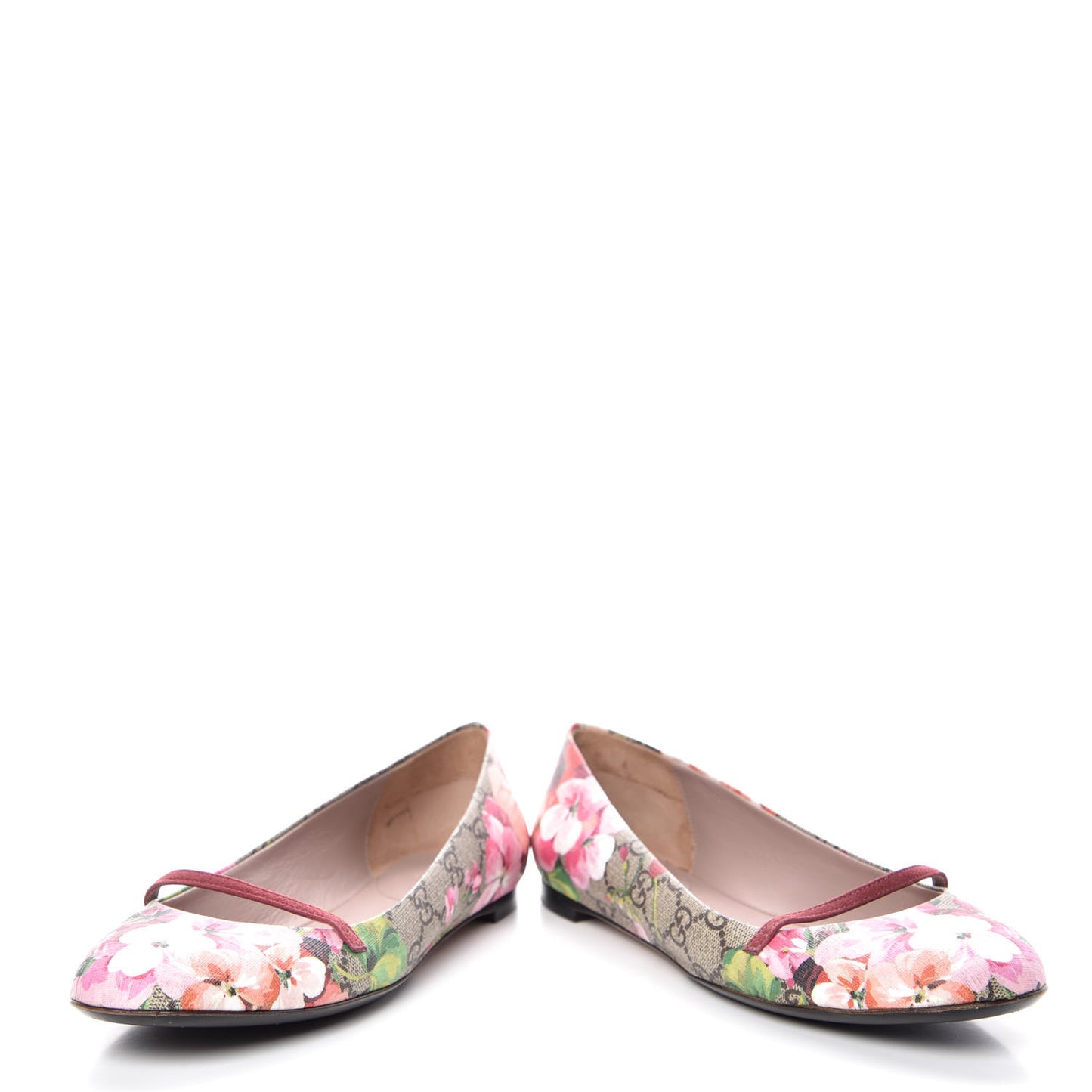 GG Supreme Monogram Blooms Ballet Flats 38 Beige Multicolor Dry Rose