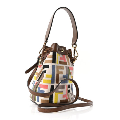Fendi Kuban Canvas Vitello King F is Fendi FF Embroidered Mini Mon Tresor Bucket Bag Multicolor Cuoio 2 of 9