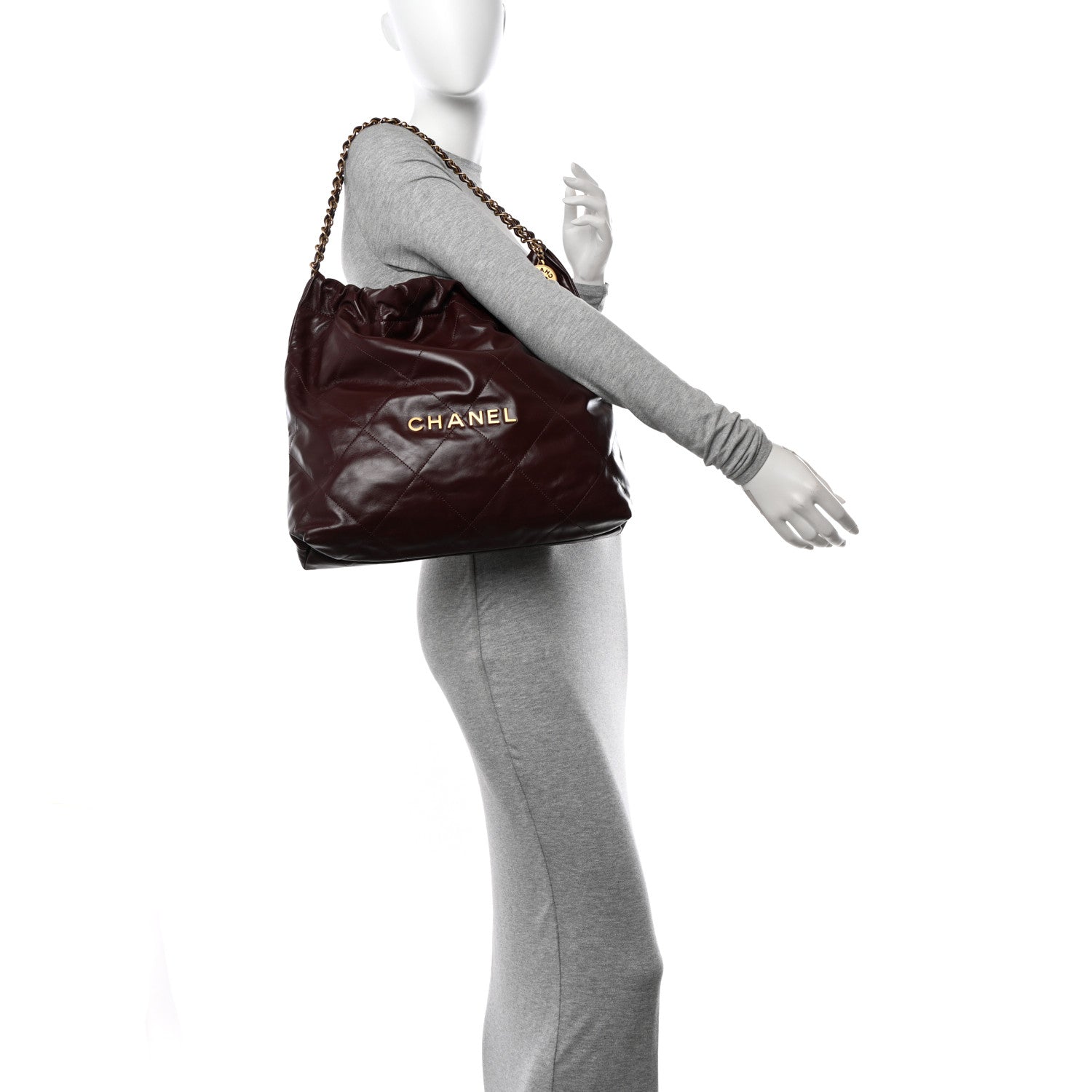 Chanel Shiny Calfskin Quilted Chanel 22 Burgundy 2 of 11