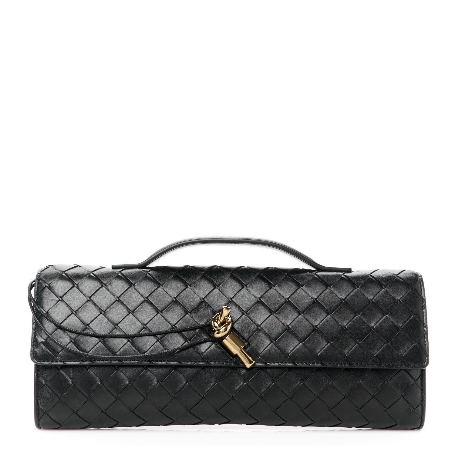 Bottega Veneta Nappa Intrecciato Long Andiamo Top Handle Clutch Black 1 of 10