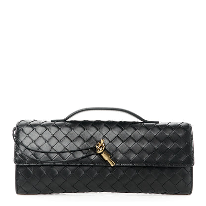 Bottega Veneta Nappa Intrecciato Long Andiamo Top Handle Clutch Black 1 of 10