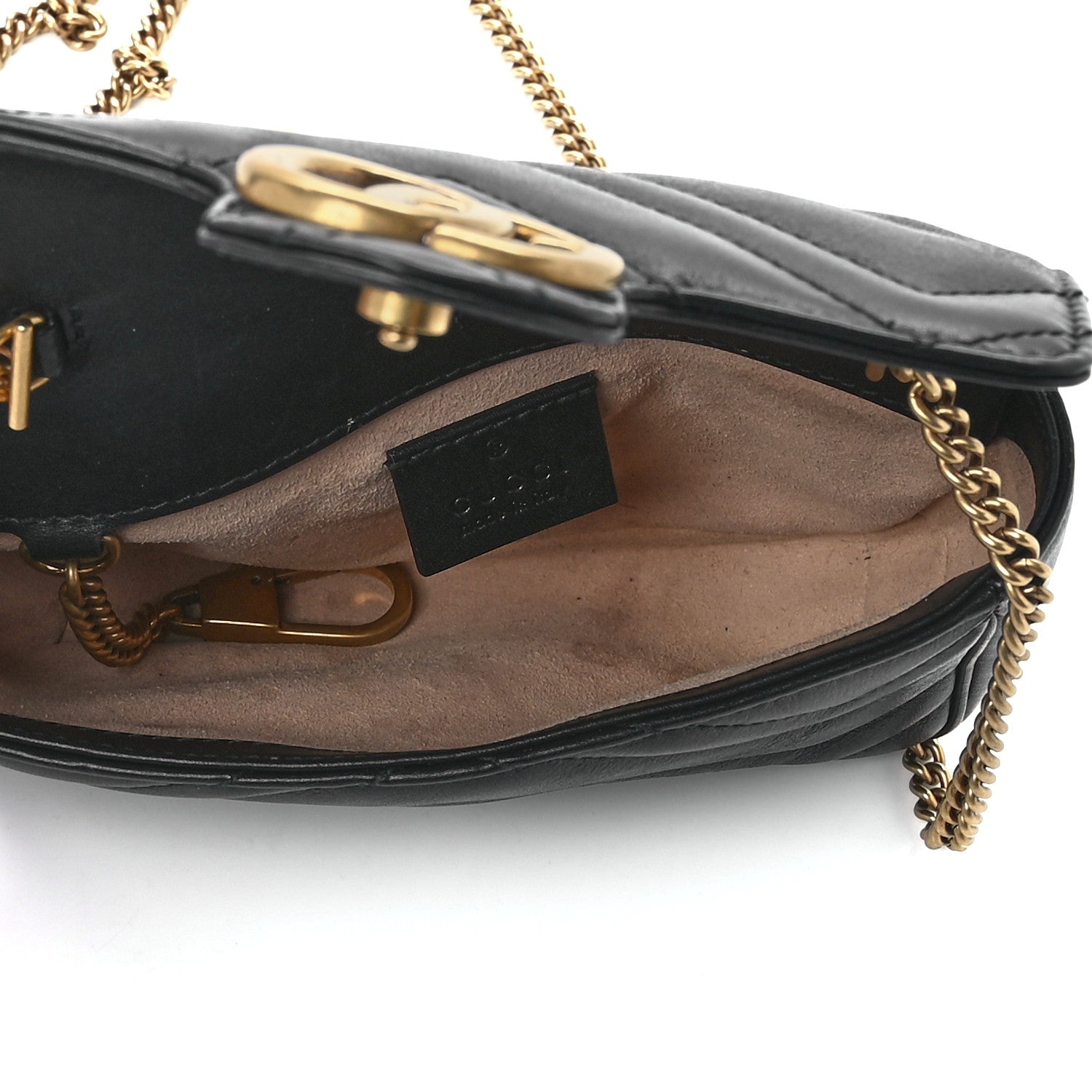 Gucci Calfskin Matelasse Super Mini GG Marmont Shoulder Bag Black 5 of 12