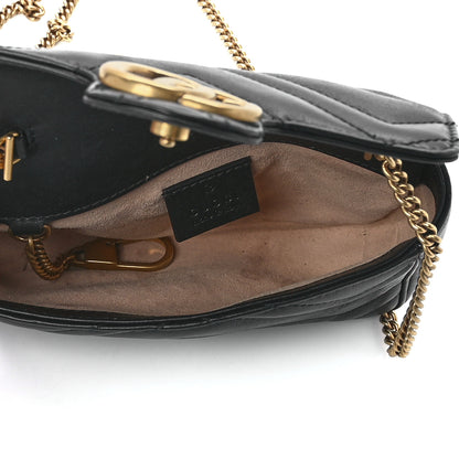 Gucci Calfskin Matelasse Super Mini GG Marmont Shoulder Bag Black 5 of 12