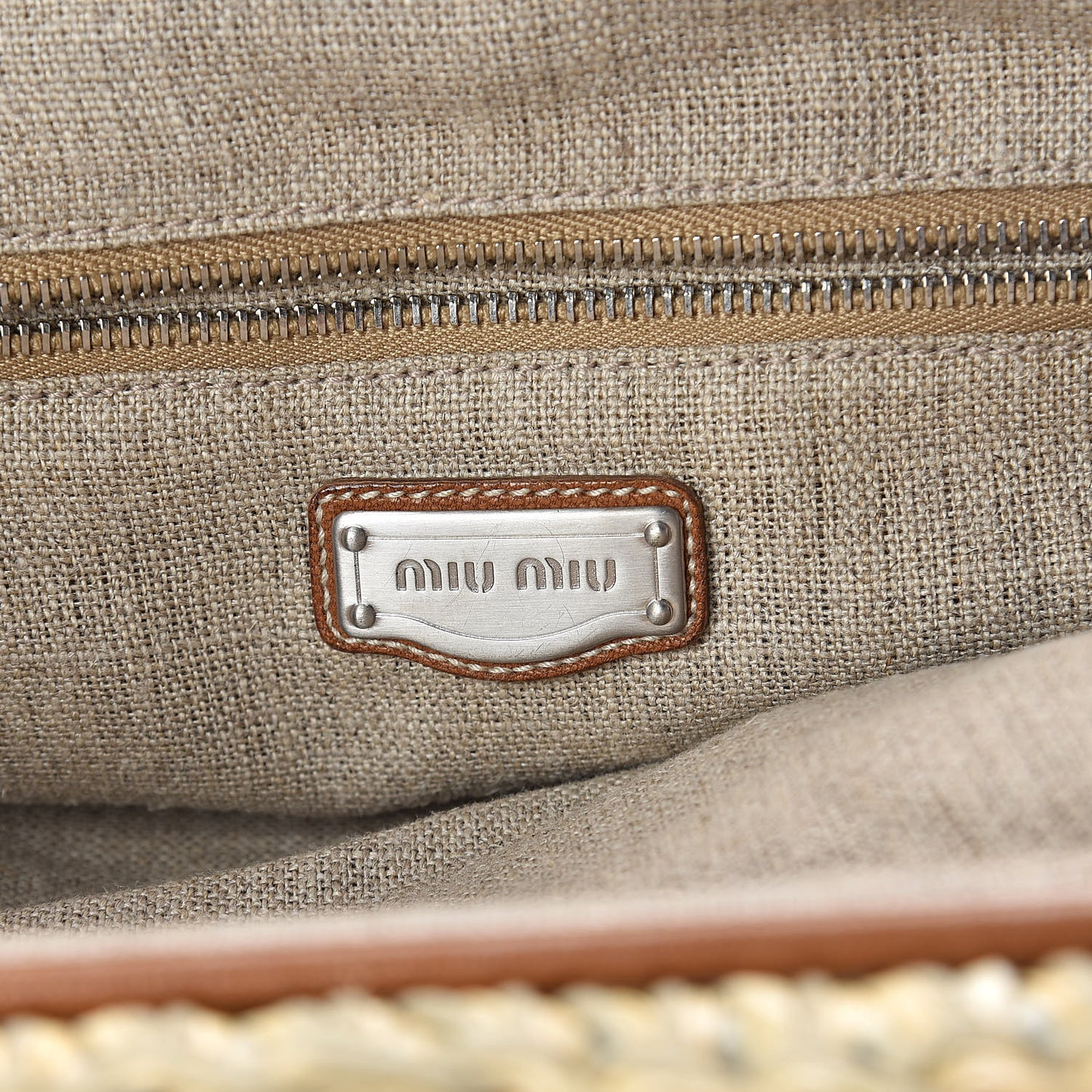Raffia Calfskin Shoulder Bag Naturale