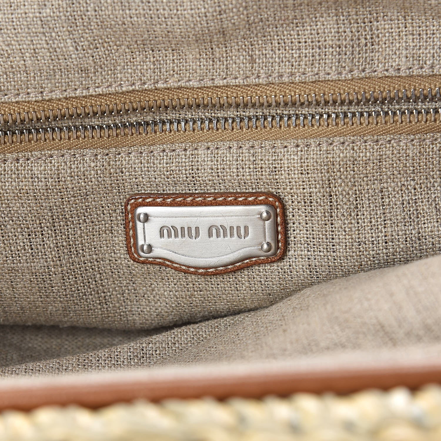 Miu Miu Raffia Calfskin Shoulder Bag Naturale 6 of 9