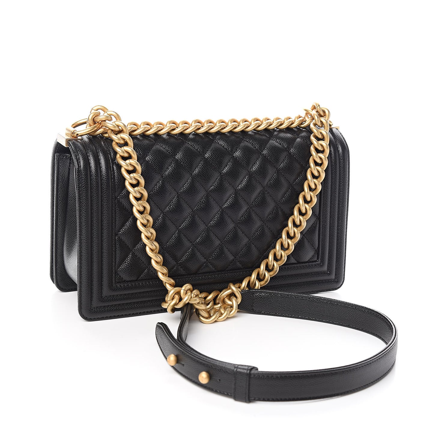 Caviar Quilted Medium Boy Flap Black
