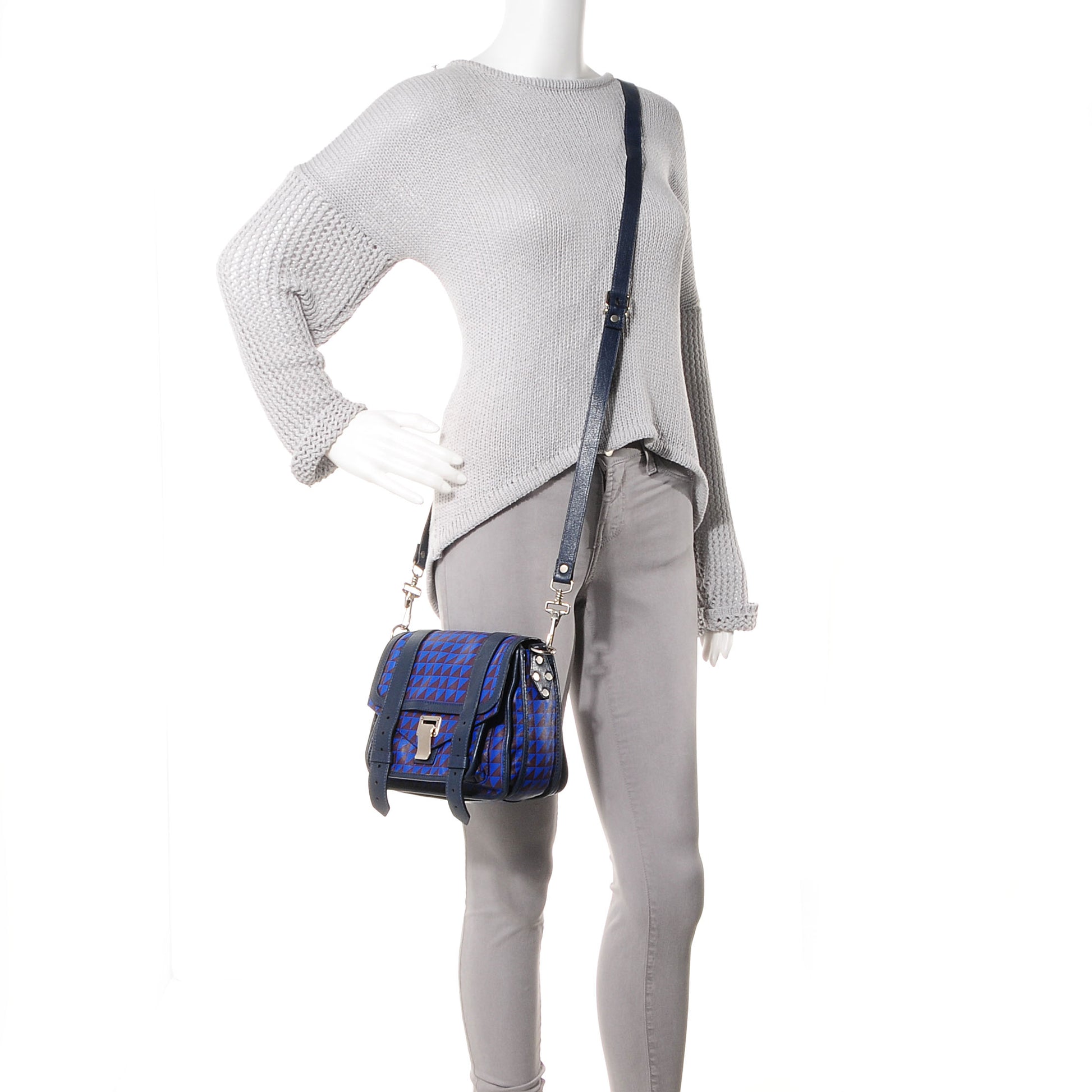 Proenza Schouler Triangle Print Mini PS1 Pouch Royal Blue Pinot Noir 2 of 11