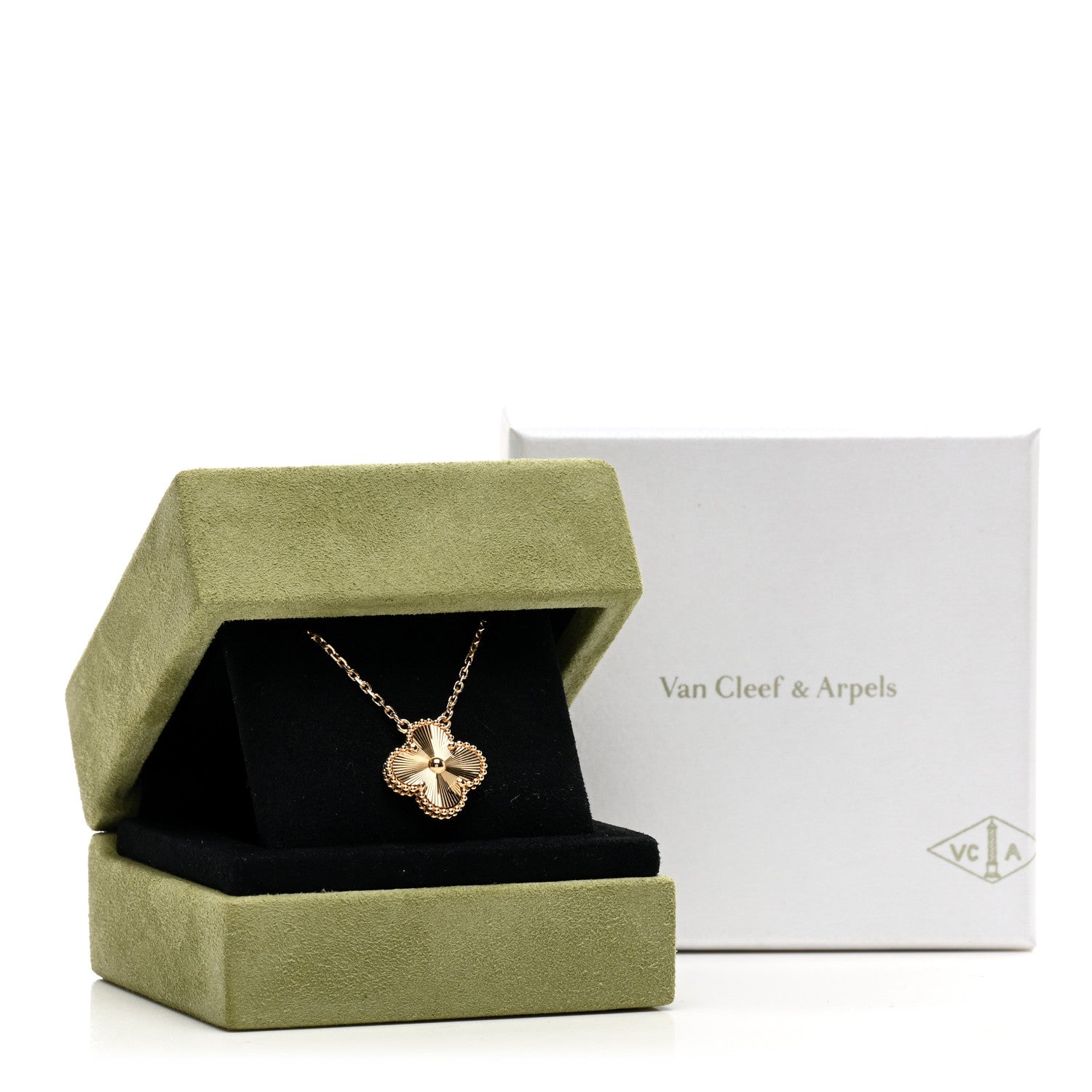 Van Cleef & Arpels 18K Yellow Gold Guilloche Vintage Alhambra Pendant Necklace 5 of 5