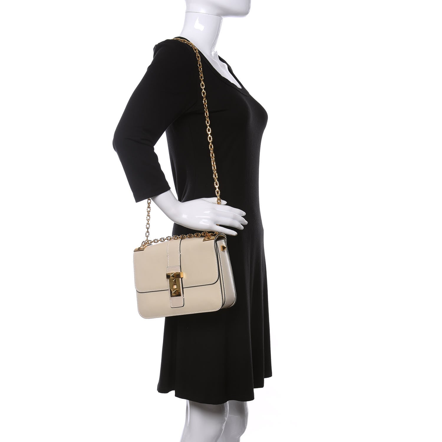 Valentino Garavani Vitello B-Rockstud Flap Light Ivory 2 of 10
