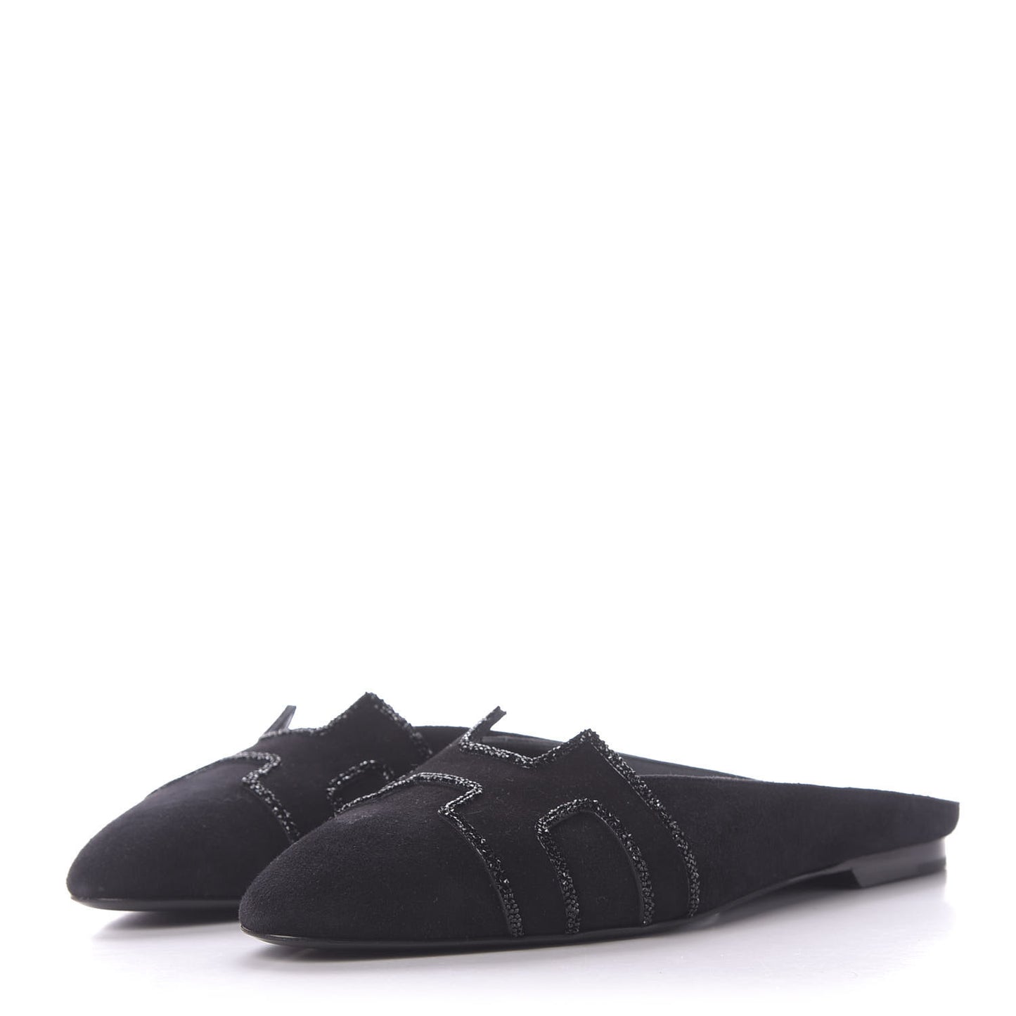 Suede Goatskin Rhinestone Roxane Mules 36.5 Black