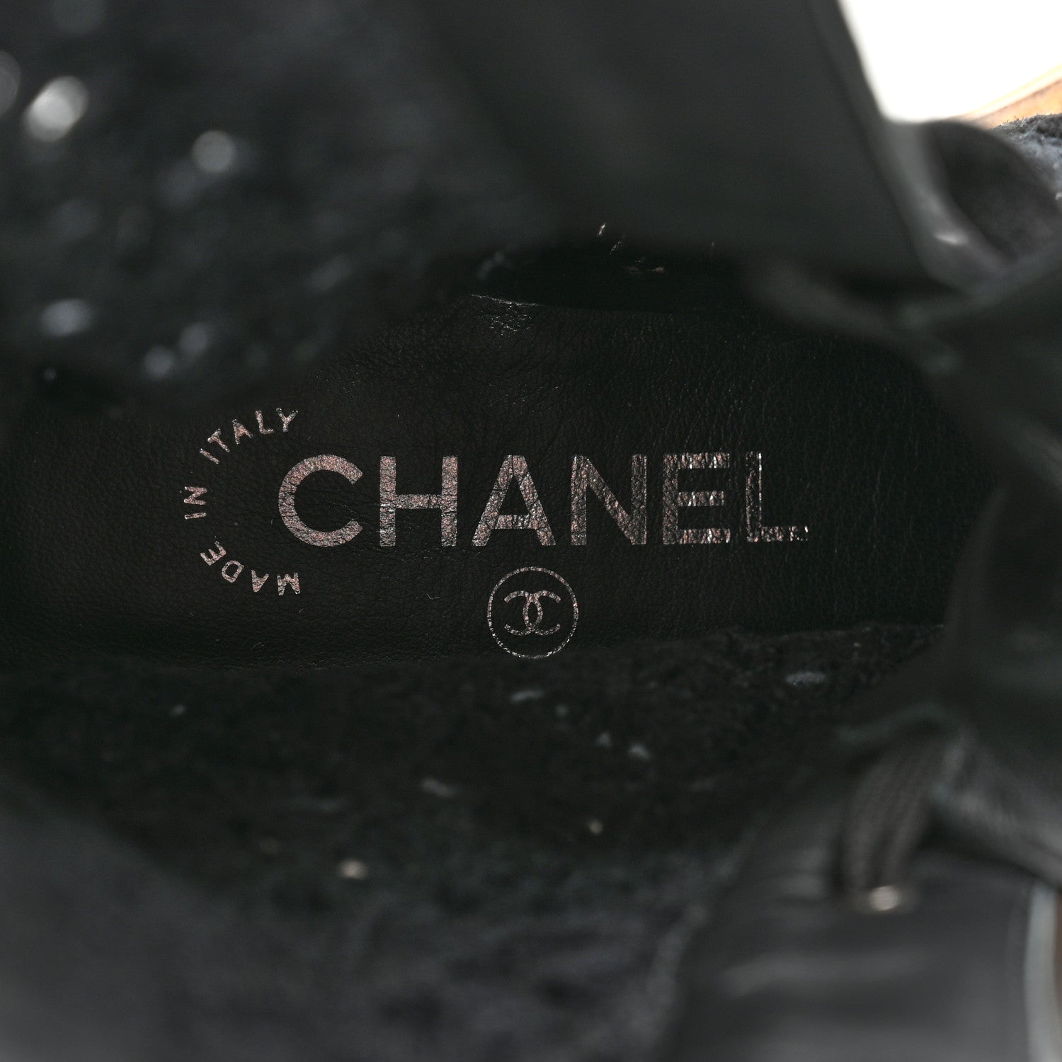 Chanel Crochet Calfskin Lace Up Boots 37 Black 7 of 9