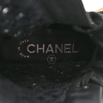 Chanel Crochet Calfskin Lace Up Boots 37 Black 7 of 9