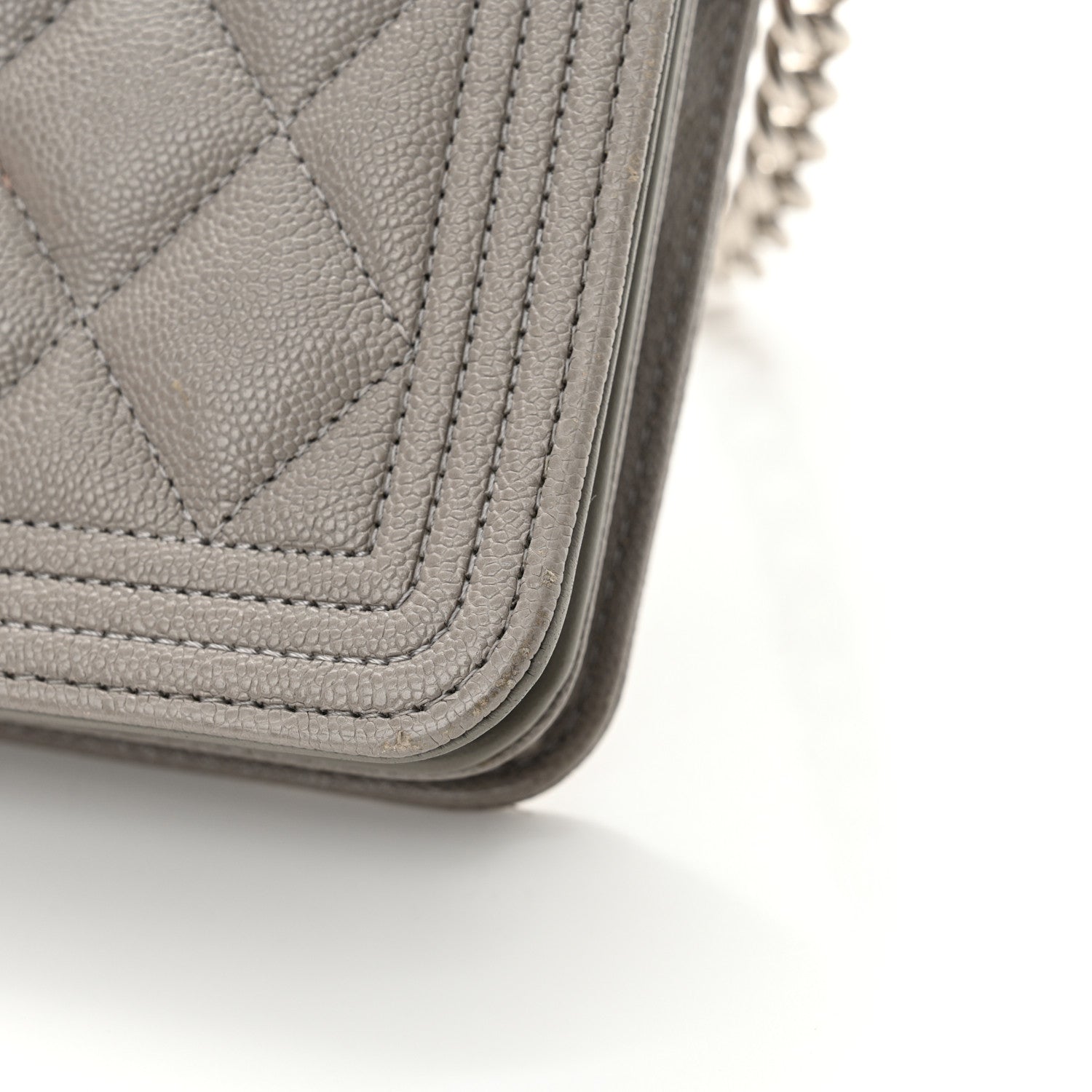 Chanel Caviar Quilted Boy Wallet On Chain WOC Grey 15 of 16
