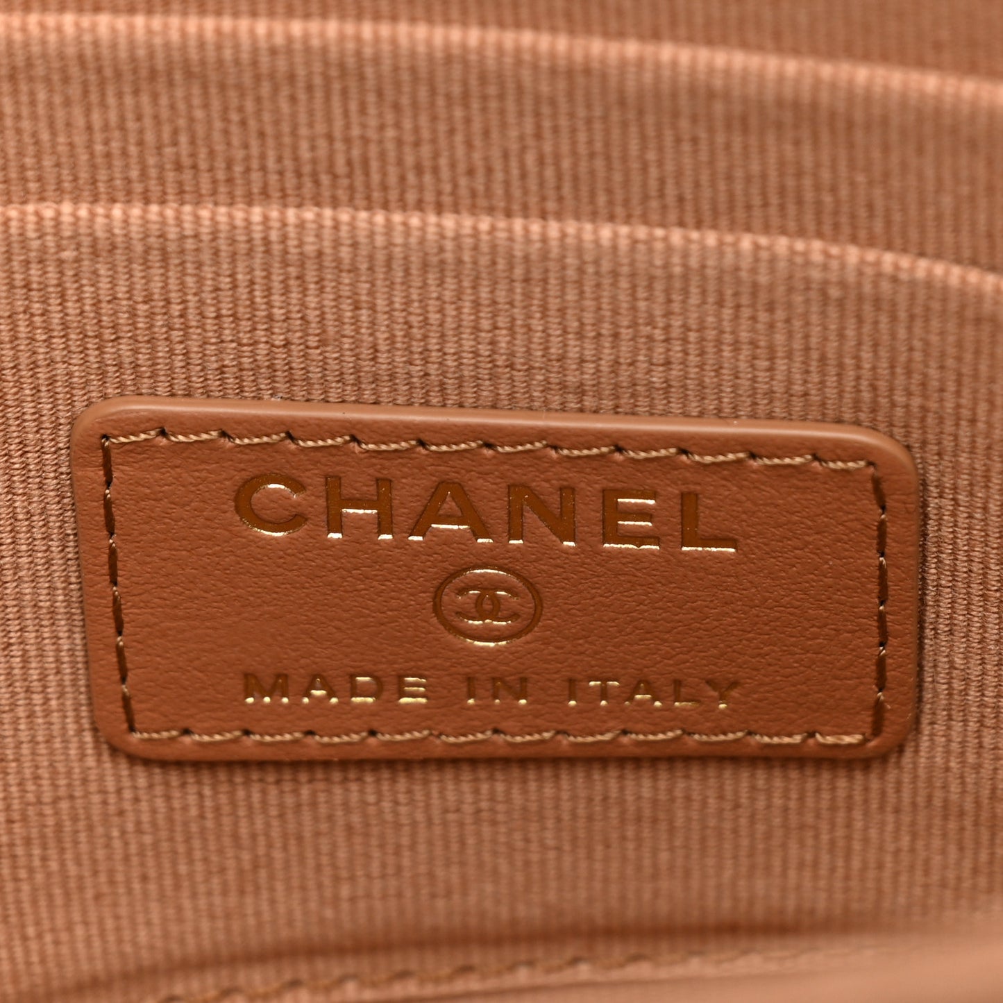 Shiny Goatskin Quilted Small Chanel 19 Pouch With Handle Brown