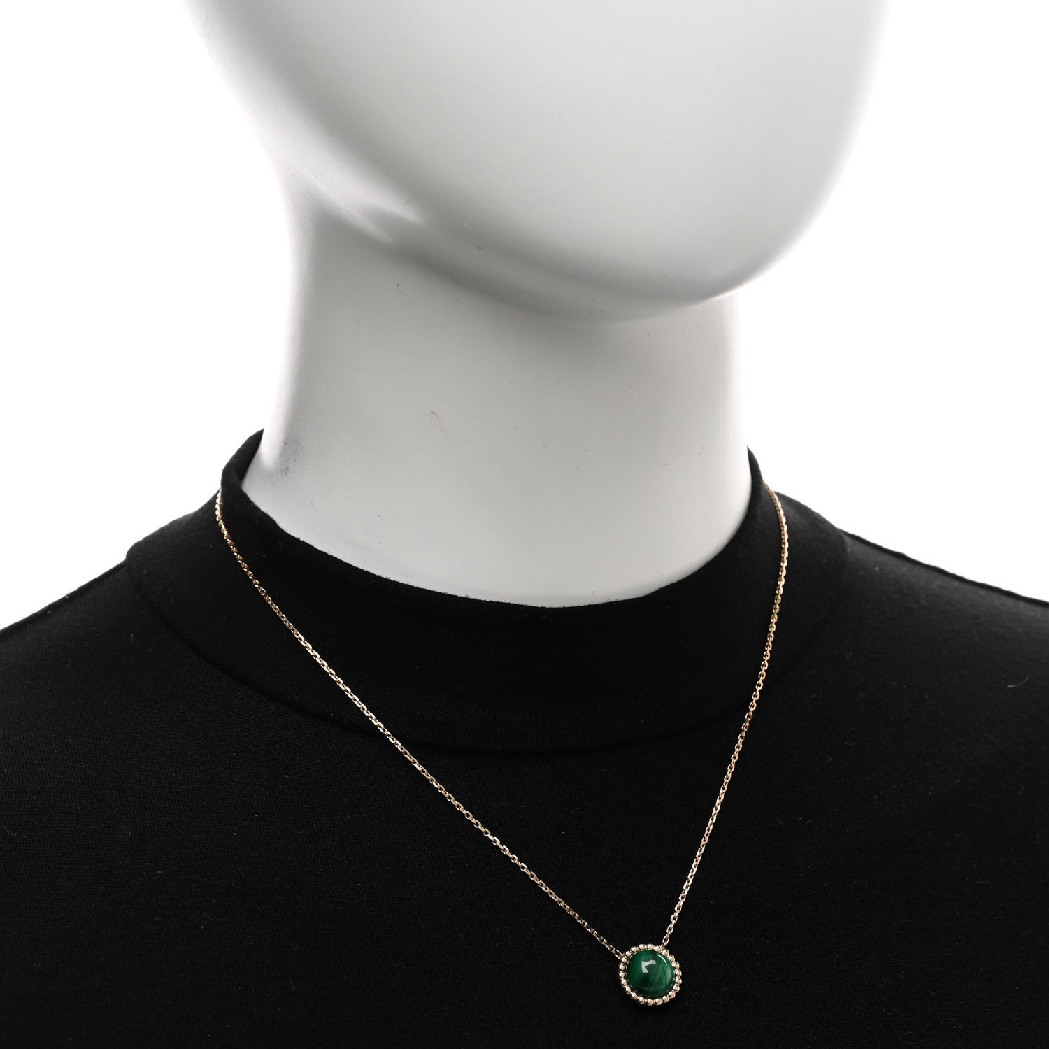 Van Cleef & Arpels 18K Yellow Gold Malachite Perlee Couleurs Pendant Necklace 2 of 5