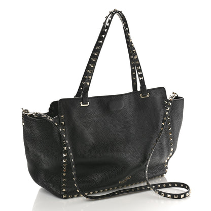 Valentino Garavani Pebbled Calfskin Medium Rockstud Tote Black 3 of 8